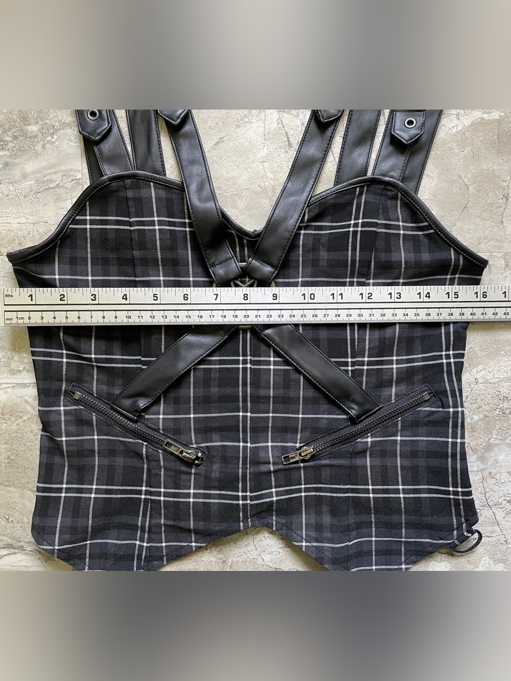 Killstar Black Plaid Gothic Harness Corset Top - Picture 5 of 8
